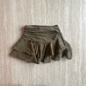 Zara Khaki Ruffled Mini Skirt